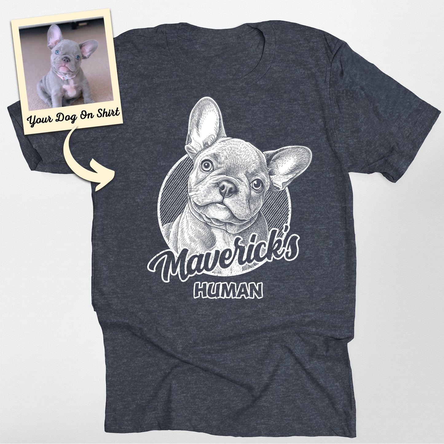 Personalized French Bulldog Shirt Sketch Portrait, custom pet portrait gift for pet lovers (view 3)