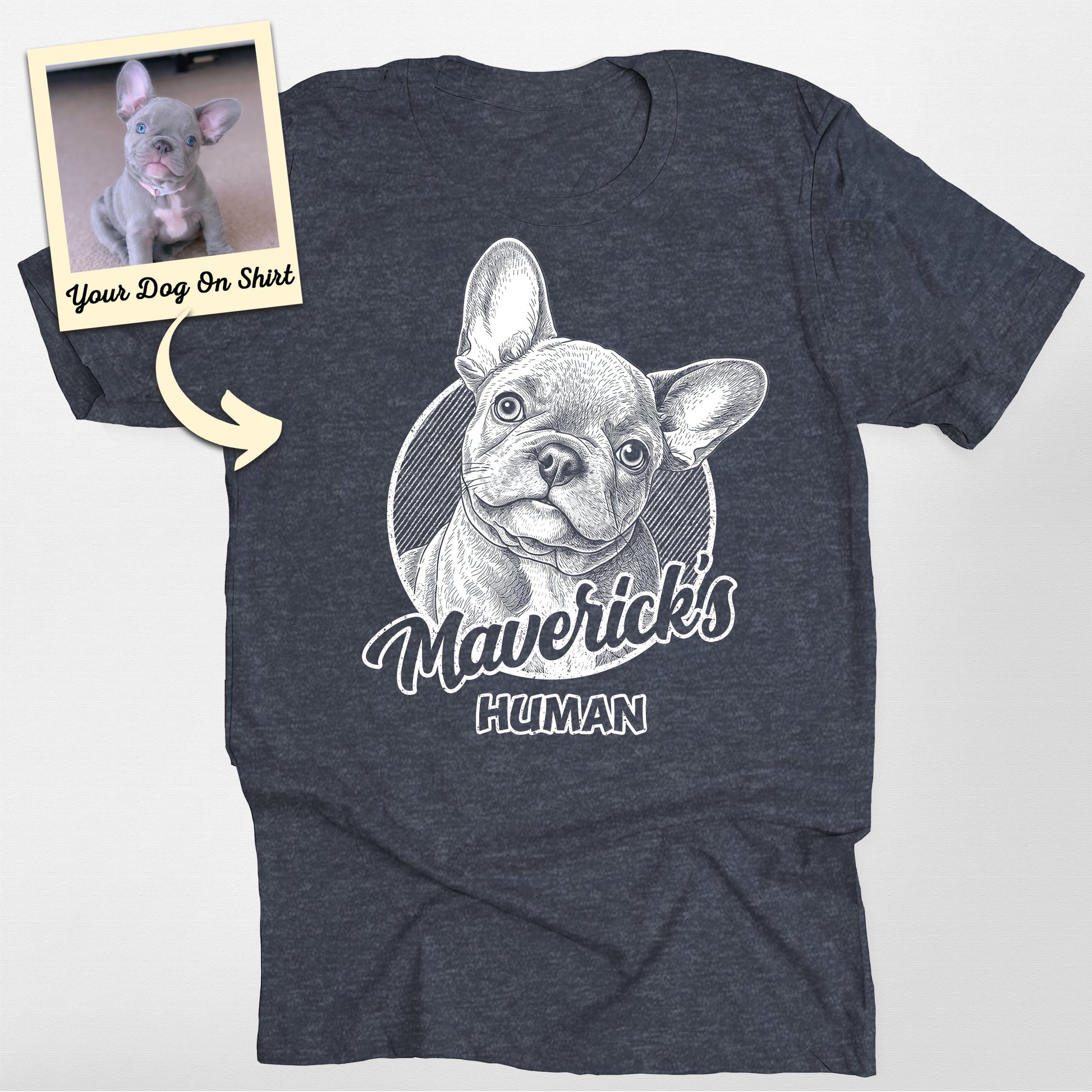 Personalized French Bulldog Shirt Sketch Portrait, custom pet portrait gift for pet lovers (view 3)