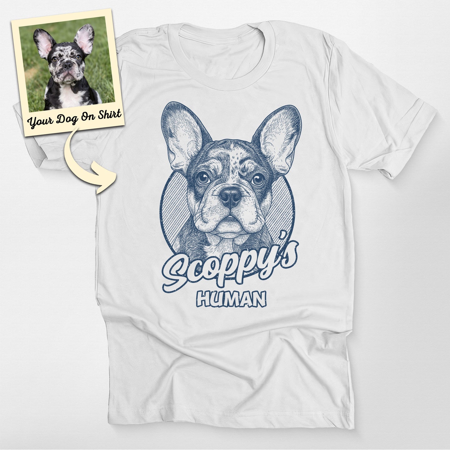 Personalized French Bulldog Shirt Sketch Portrait, custom pet portrait gift for pet lovers (view 5)
