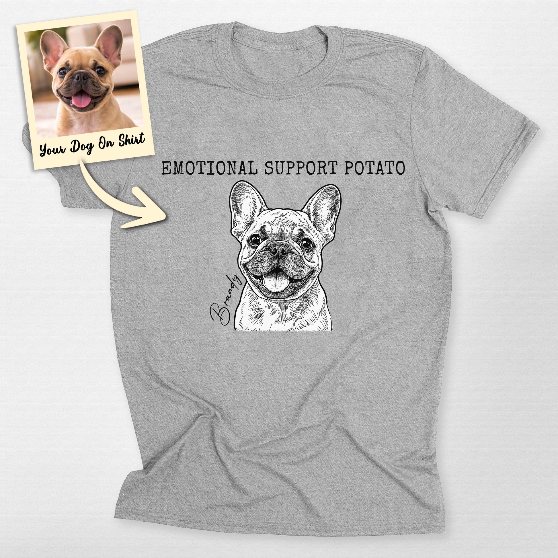 Personalized French Bulldog Shirts Emotional Suppo, custom pet portrait gift for pet lovers