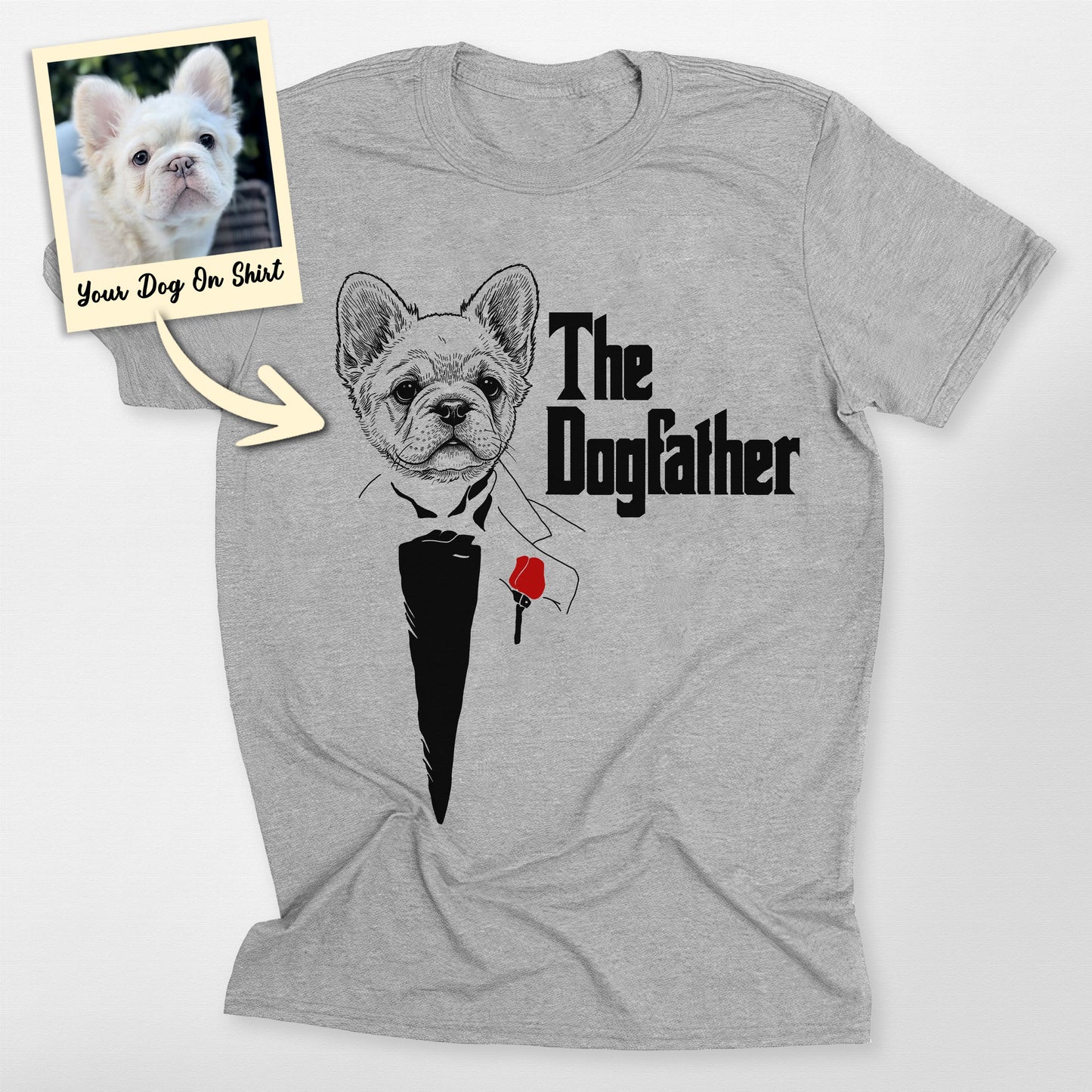 Personalized French Bulldog Shirts the Dogfather B, custom pet portrait gift for pet lovers