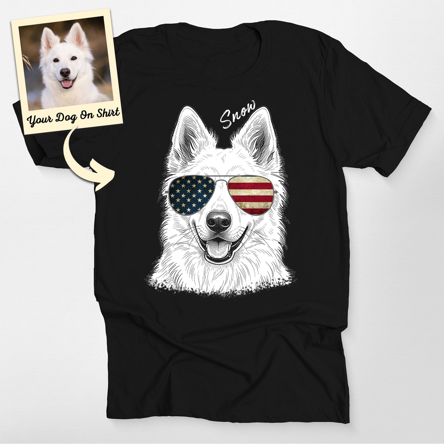 Personalized German Shepherd Dog Shirt American Fl, custom pet portrait gift for pet lovers (view 2)