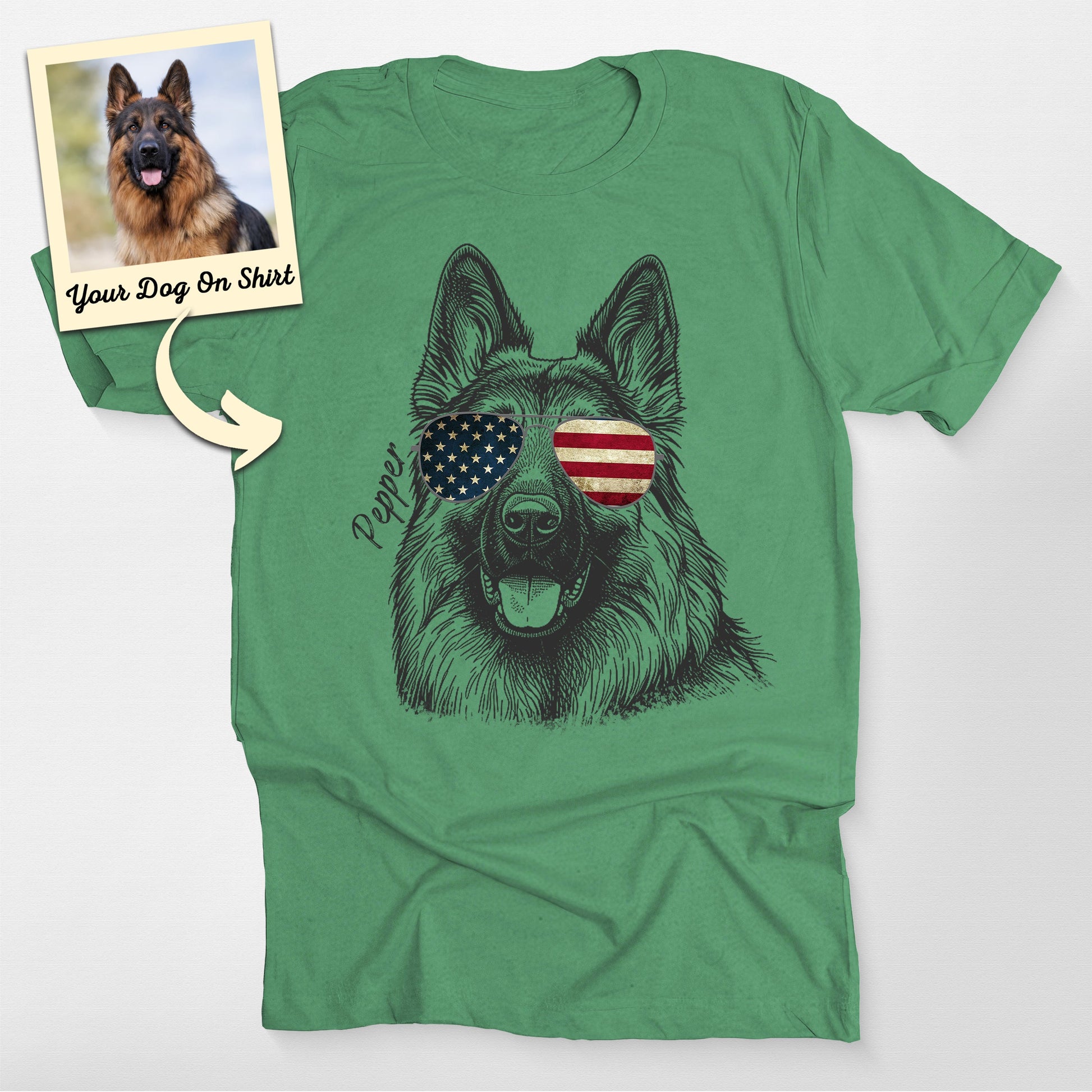 Personalized German Shepherd Dog Shirt American Fl, custom pet portrait gift for pet lovers (view 5)