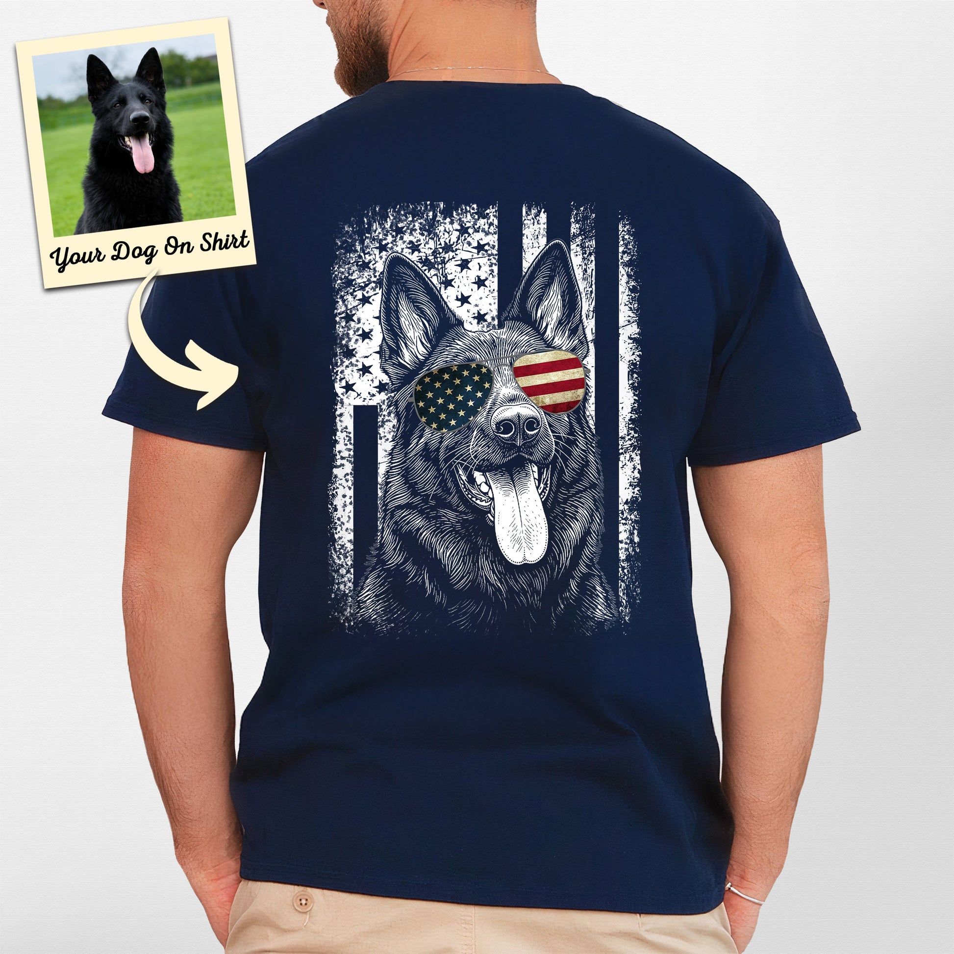 Personalized German Shepherd Dog Shirt American Fl, custom pet portrait gift for pet lovers (view 6)