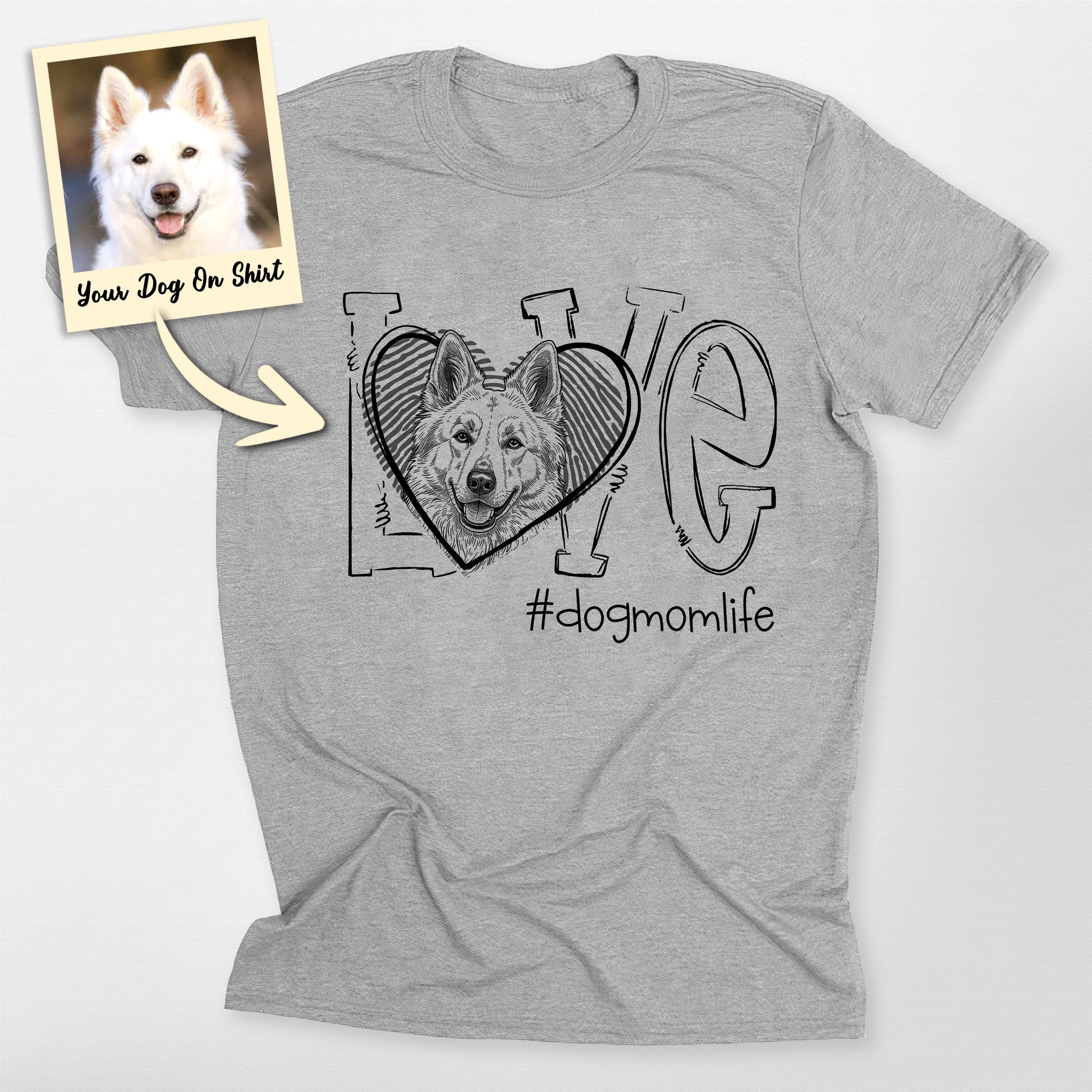 Personalized German Shepherd Shirt Dog Mom Life T, custom pet portrait gift for pet lovers
