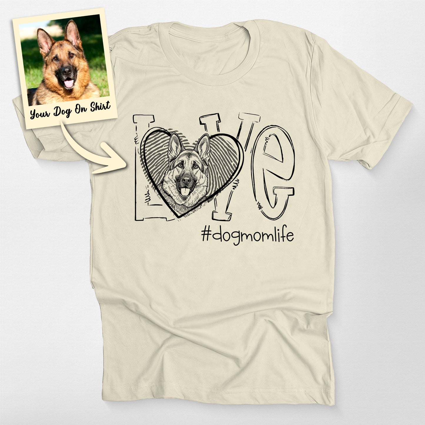 Personalized German Shepherd Shirt Dog Mom Life T, custom pet portrait gift for pet lovers (view 4)