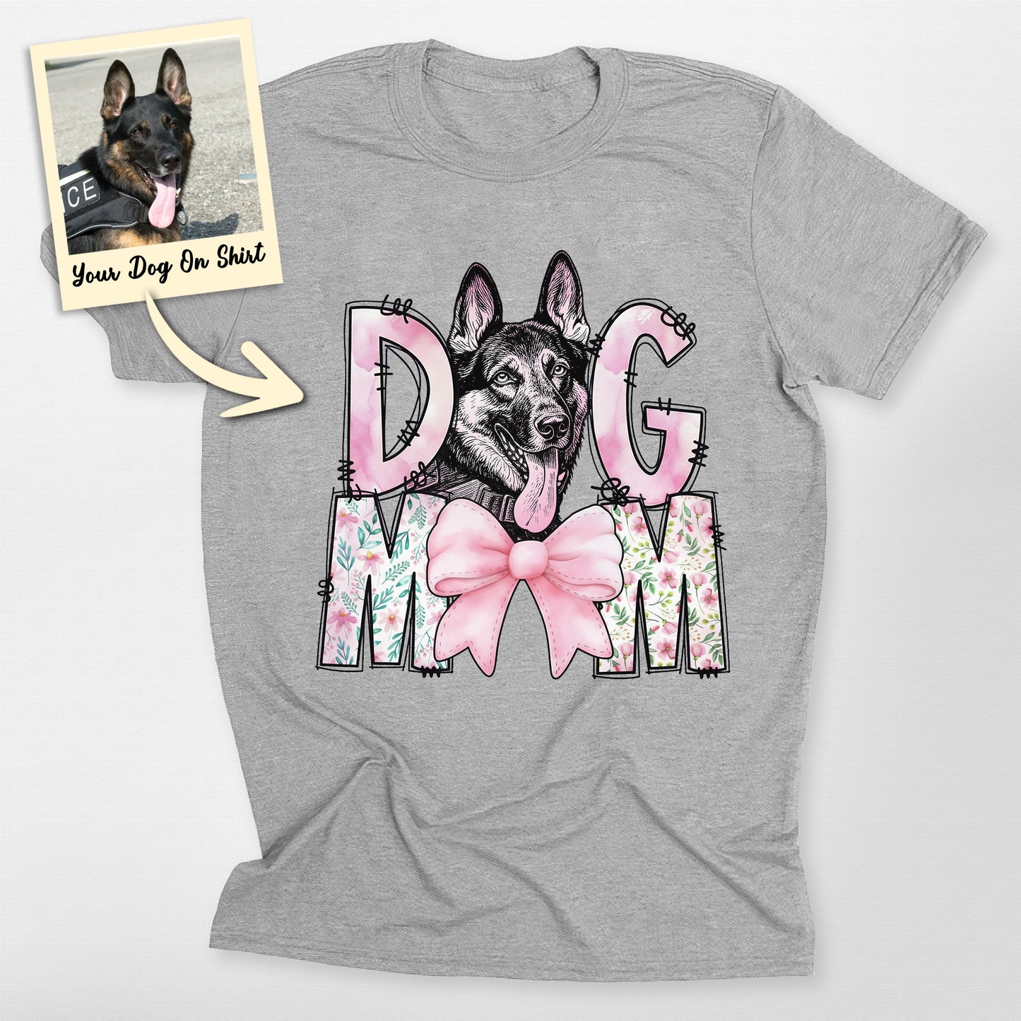 Personalized German Shepherd Shirt Dog Mom T-Shirt, custom pet portrait gift for pet lovers