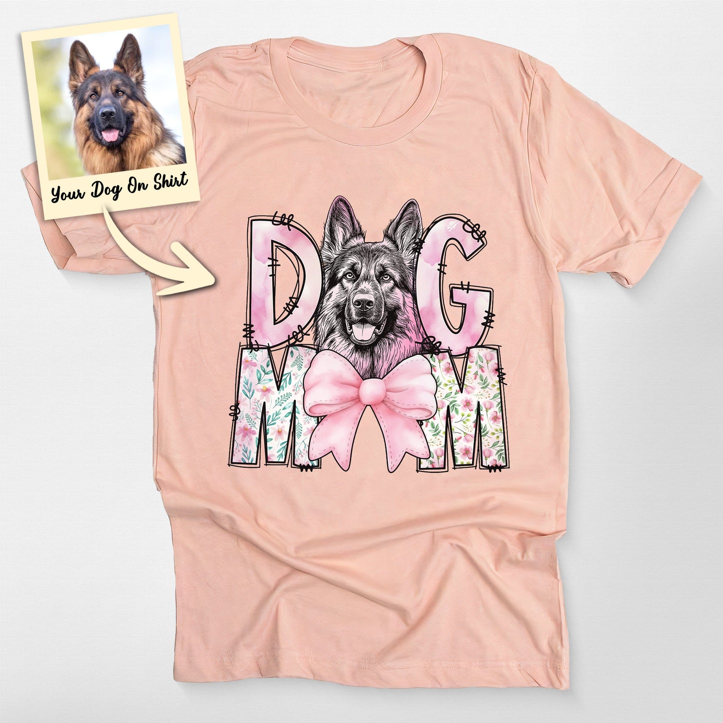 Personalized German Shepherd Shirt Dog Mom T-Shirt, custom pet portrait gift for pet lovers (view 2)