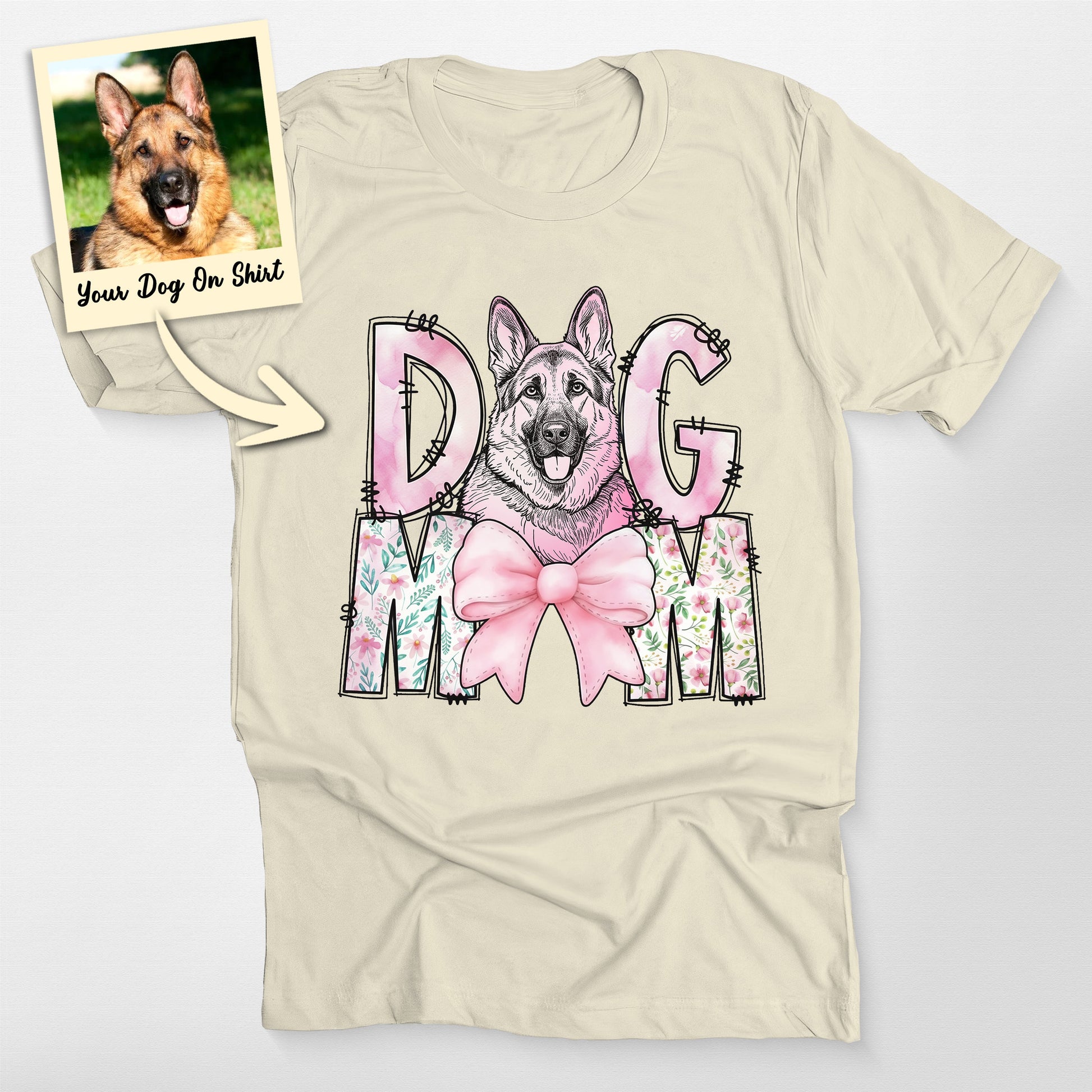 Personalized German Shepherd Shirt Dog Mom T-Shirt, custom pet portrait gift for pet lovers (view 3)