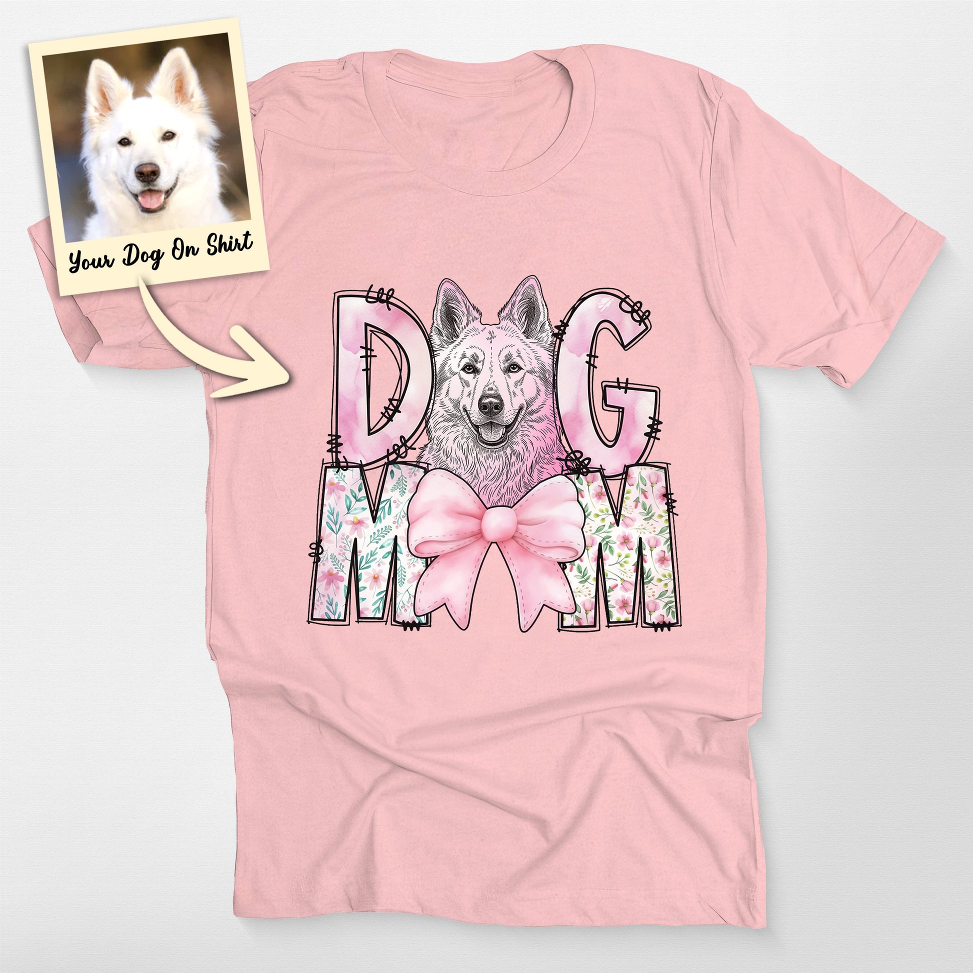 Personalized German Shepherd Shirt Dog Mom T-Shirt, custom pet portrait gift for pet lovers (view 4)