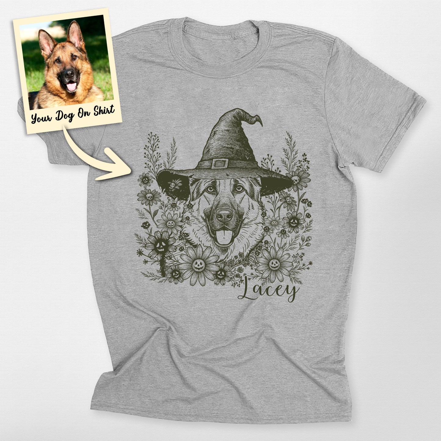Personalized German Shepherd Shirt Flowers Hallowe