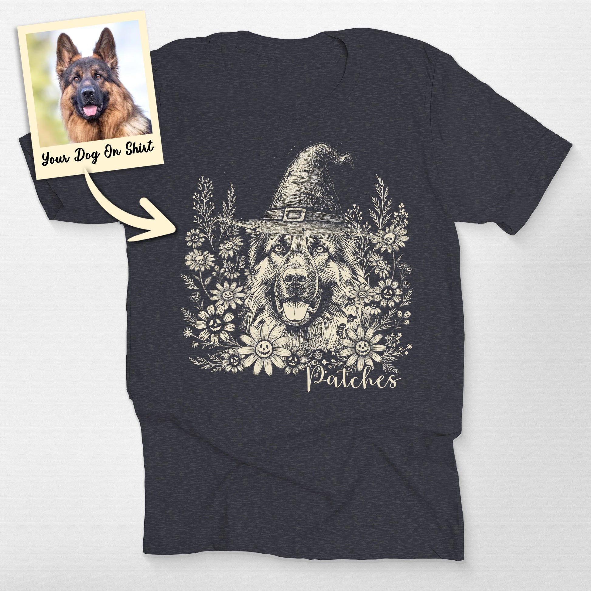 Personalized German Shepherd Shirt Flowers Hallowe (view 3)