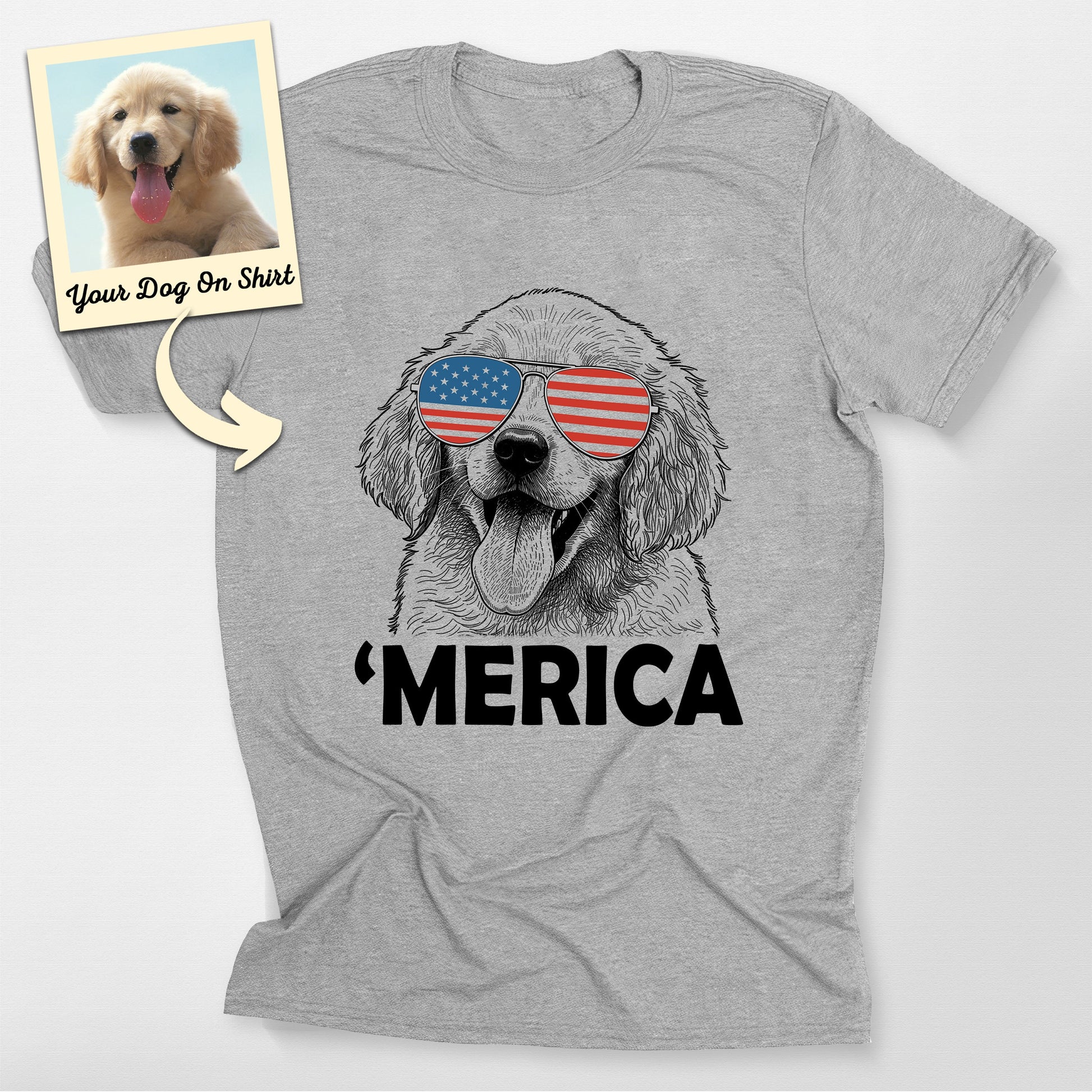 Personalized Golden Retriever Puppy Shirt 4th of J
