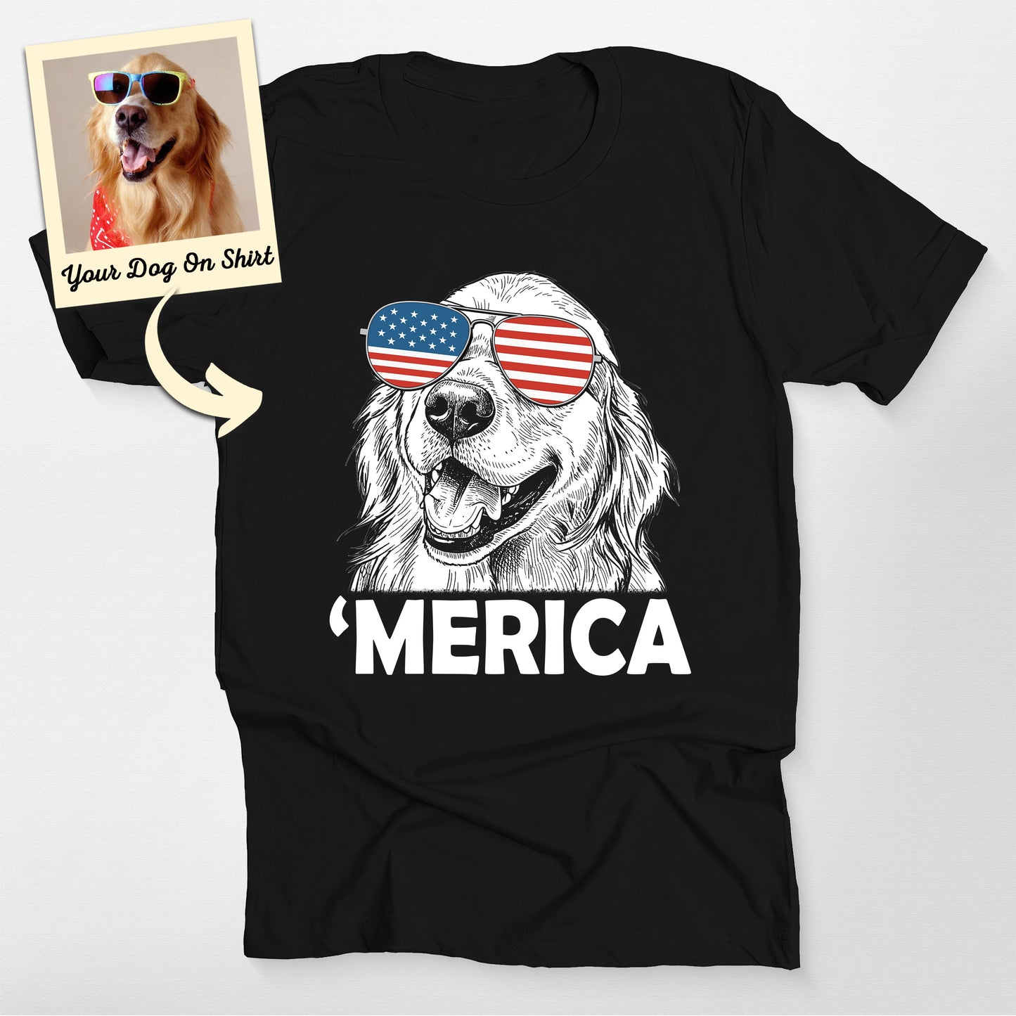 Personalized Golden Retriever Puppy Shirt 4th of J (view 2)