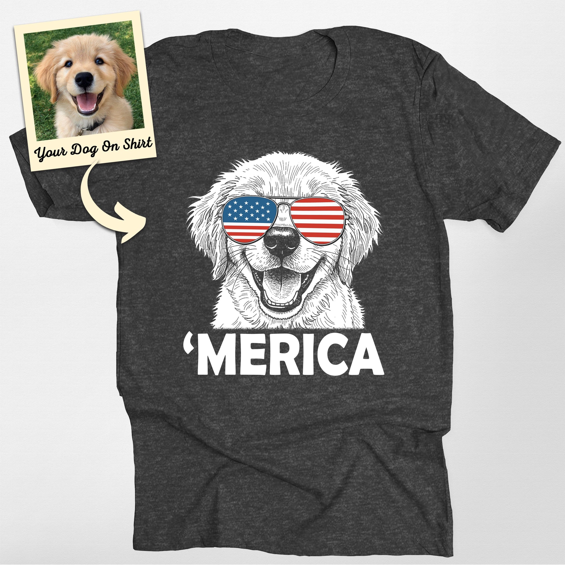 Personalized Golden Retriever Puppy Shirt 4th of J (view 3)