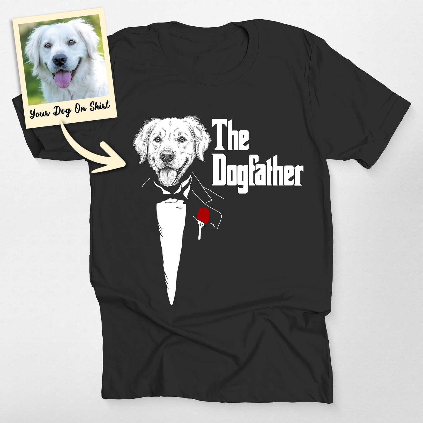 Personalized Golden Retriever Shirt the Dogfather, custom pet portrait gift for pet lovers (view 2)