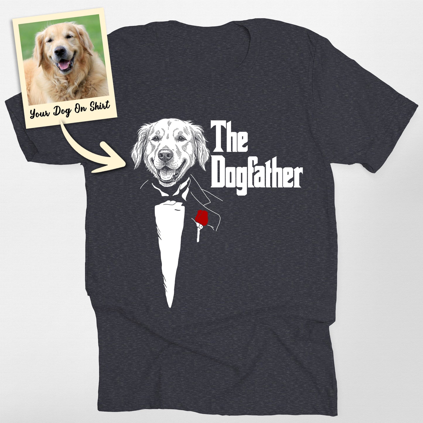 Personalized Golden Retriever Shirt the Dogfather, custom pet portrait gift for pet lovers (view 4)