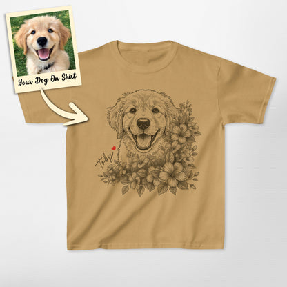 Personalized Golden Retriever Shirts Flowers Kid T (view 5)