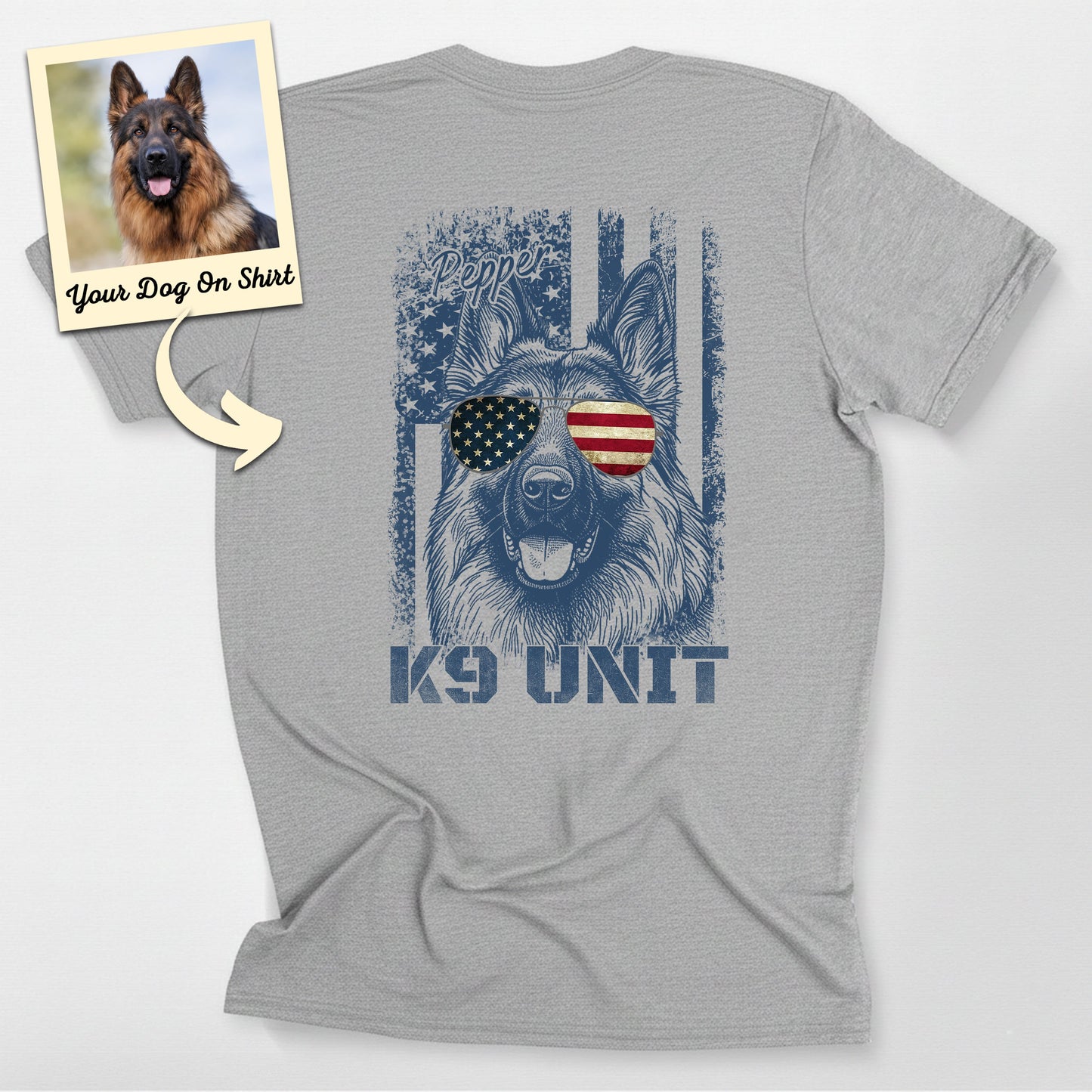 Personalized K9 Unit American Flag Unisex T-Shirt