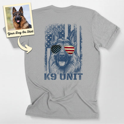Personalized K9 Unit American Flag Unisex T-Shirt