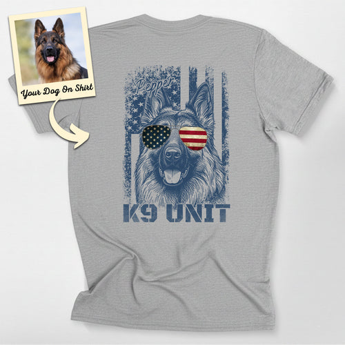Personalized K9 Unit American Flag Unisex T-Shirt