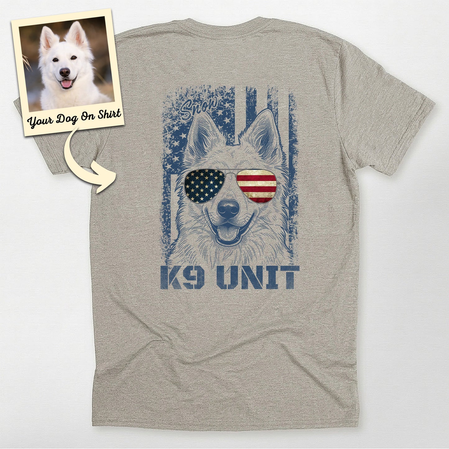 Personalized K9 Unit American Flag Unisex T-Shirt (view 3)