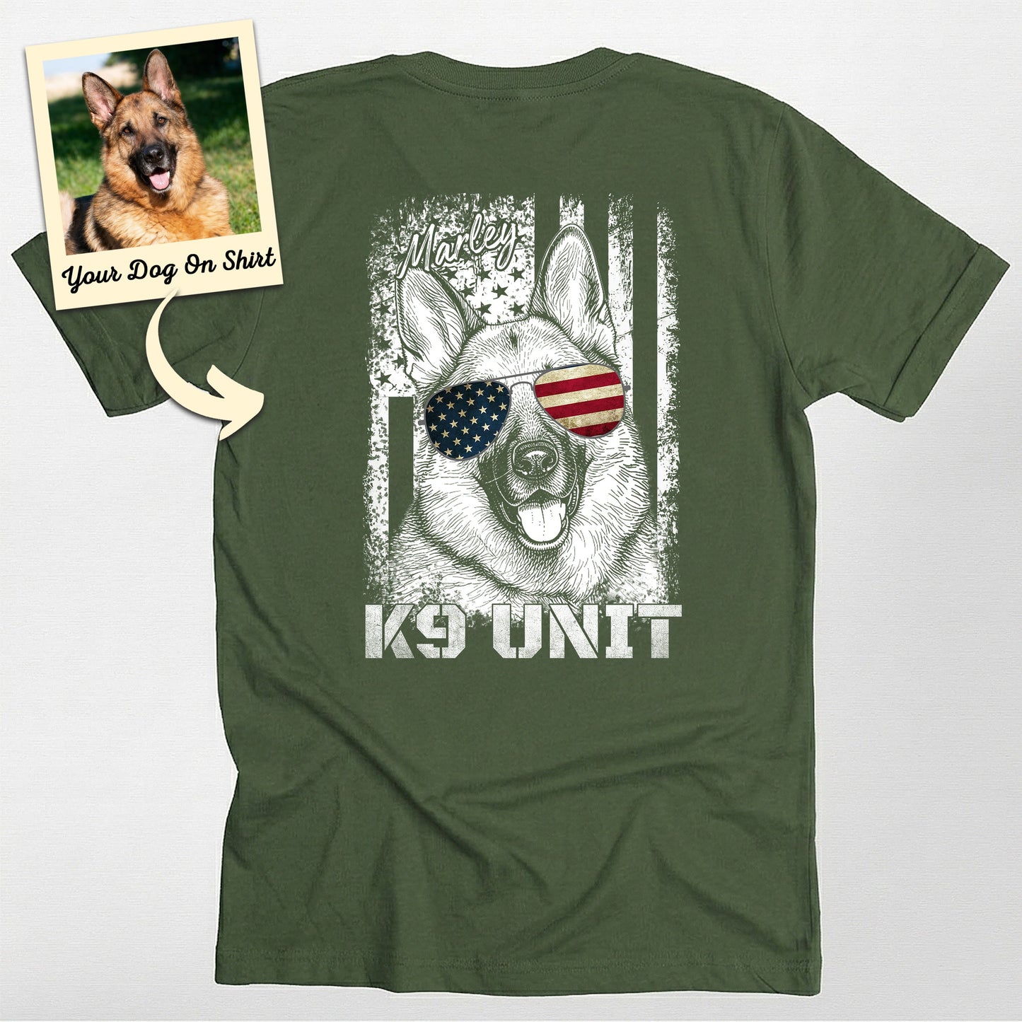 Personalized K9 Unit American Flag Unisex T-Shirt (view 4)