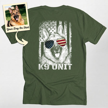 Personalized K9 Unit American Flag Unisex T-Shirt (view 4)