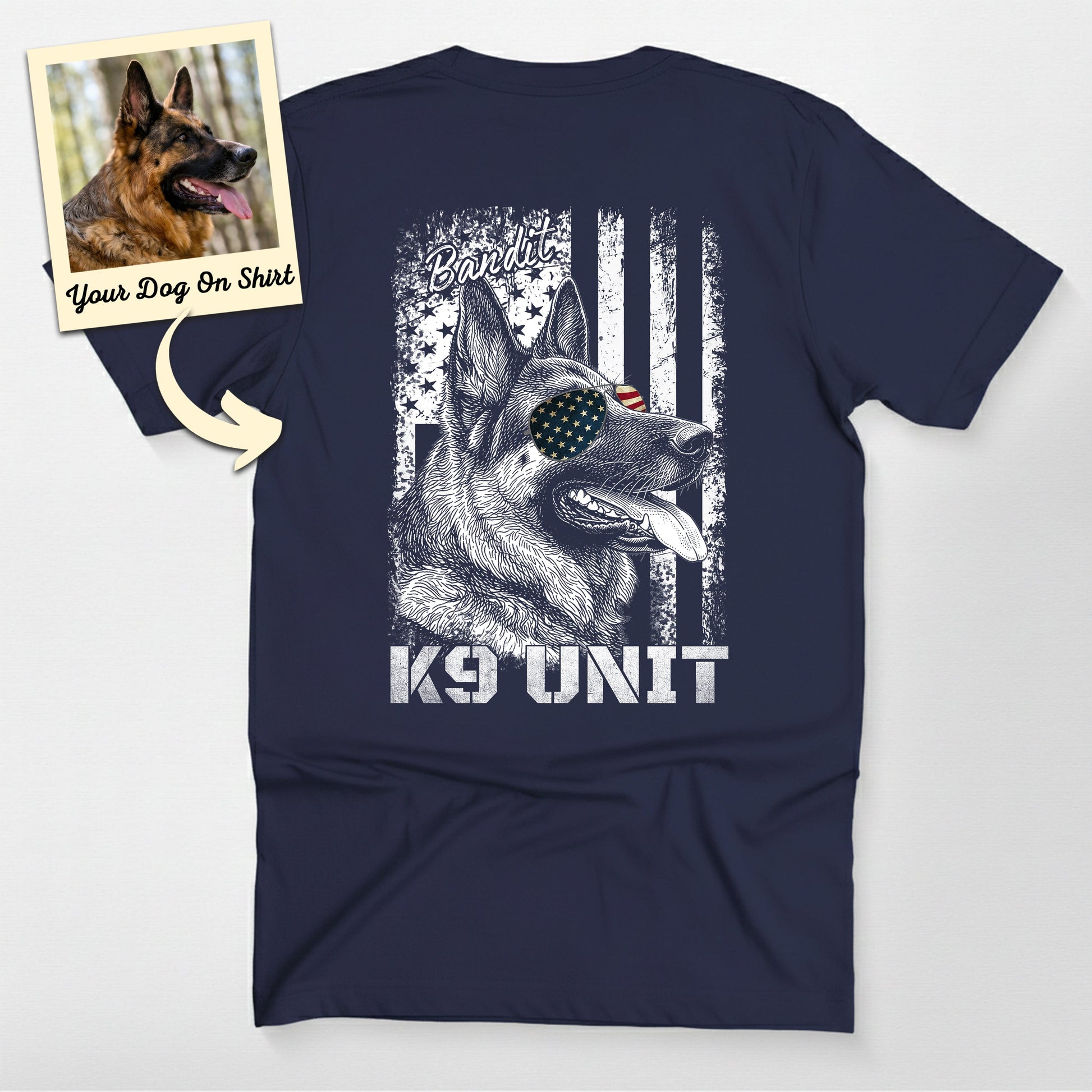 Personalized K9 Unit American Flag Unisex T-Shirt (view 5)