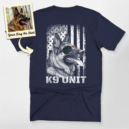 Personalized K9 Unit American Flag Unisex T-Shirt (view 5)
