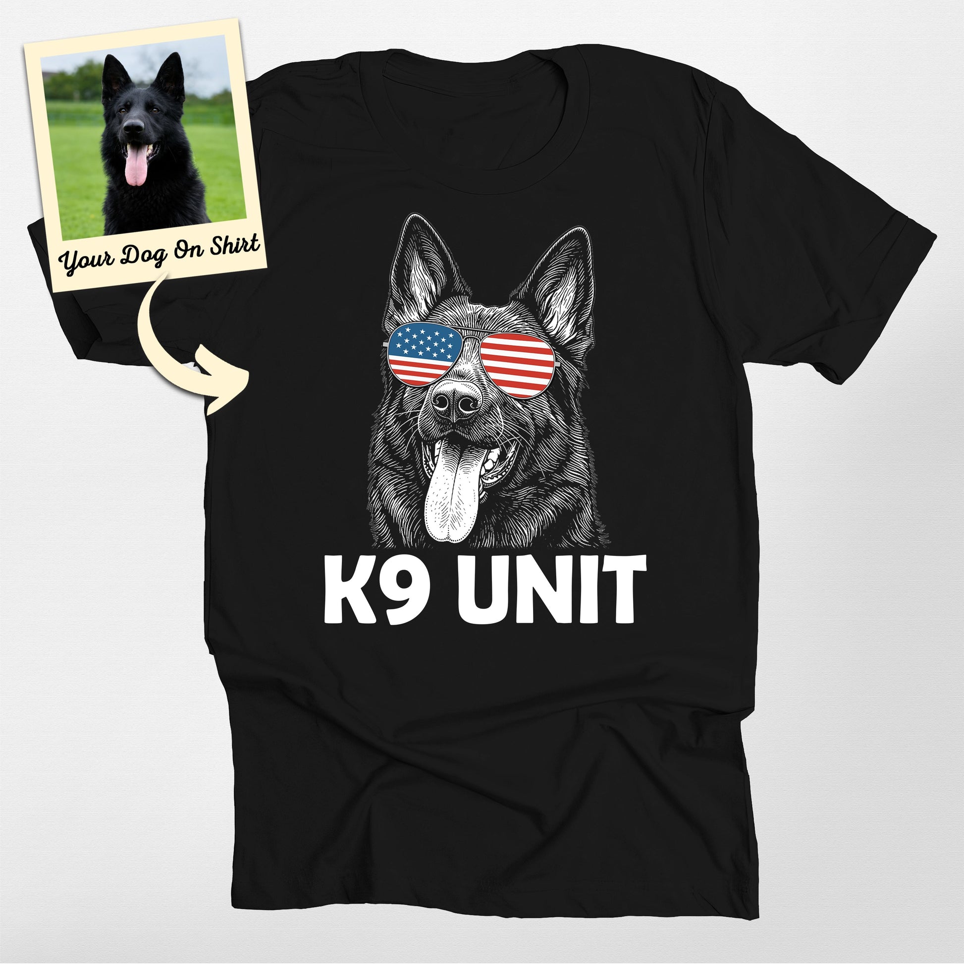 Personalized K9 Unit Handler Police Dog Unisex T-Shirt, custom pet portrait gift for pet lovers