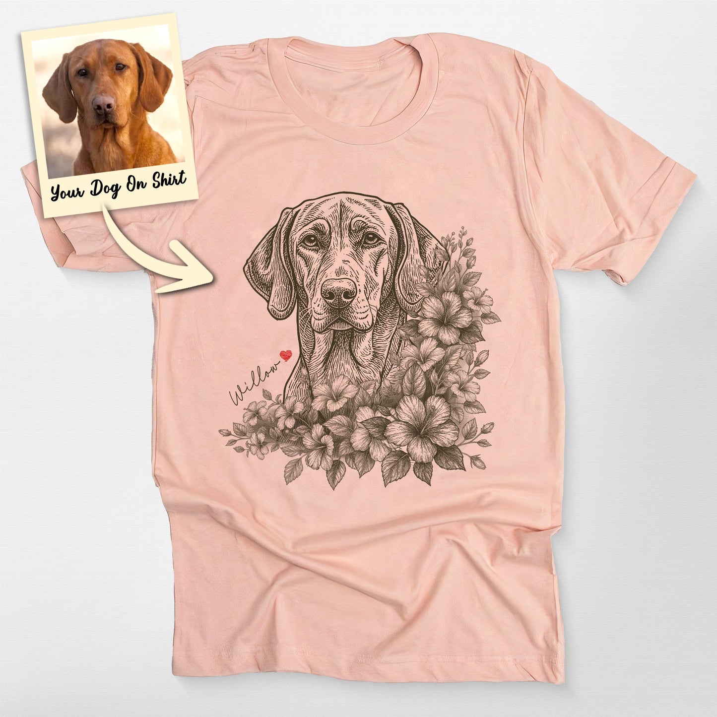 Personalized Lab Dog Shirt Flower Bella Canvas, custom pet portrait gift for pet lovers (view 2)