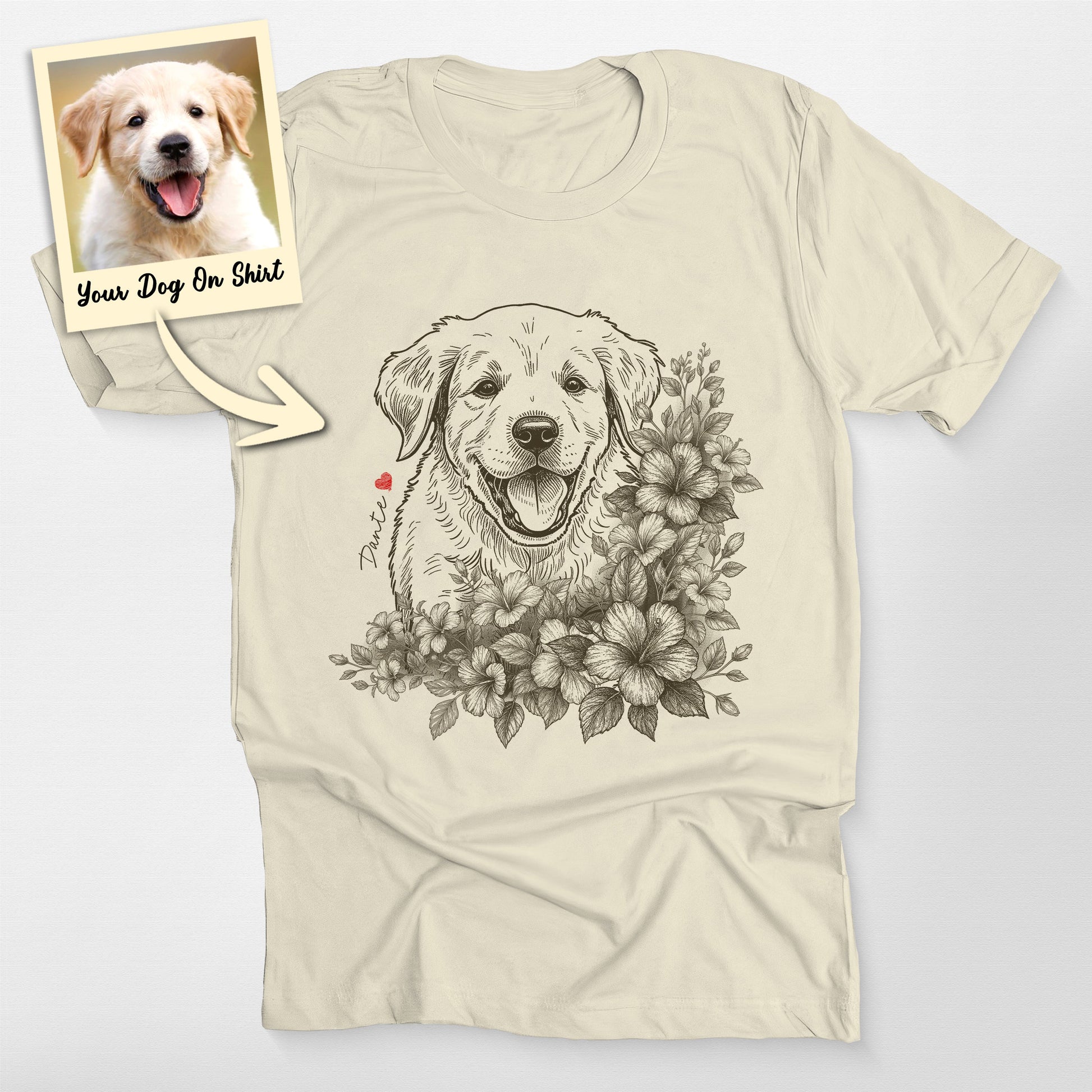 Personalized Lab Dog Shirt Flower Bella Canvas, custom pet portrait gift for pet lovers (view 4)