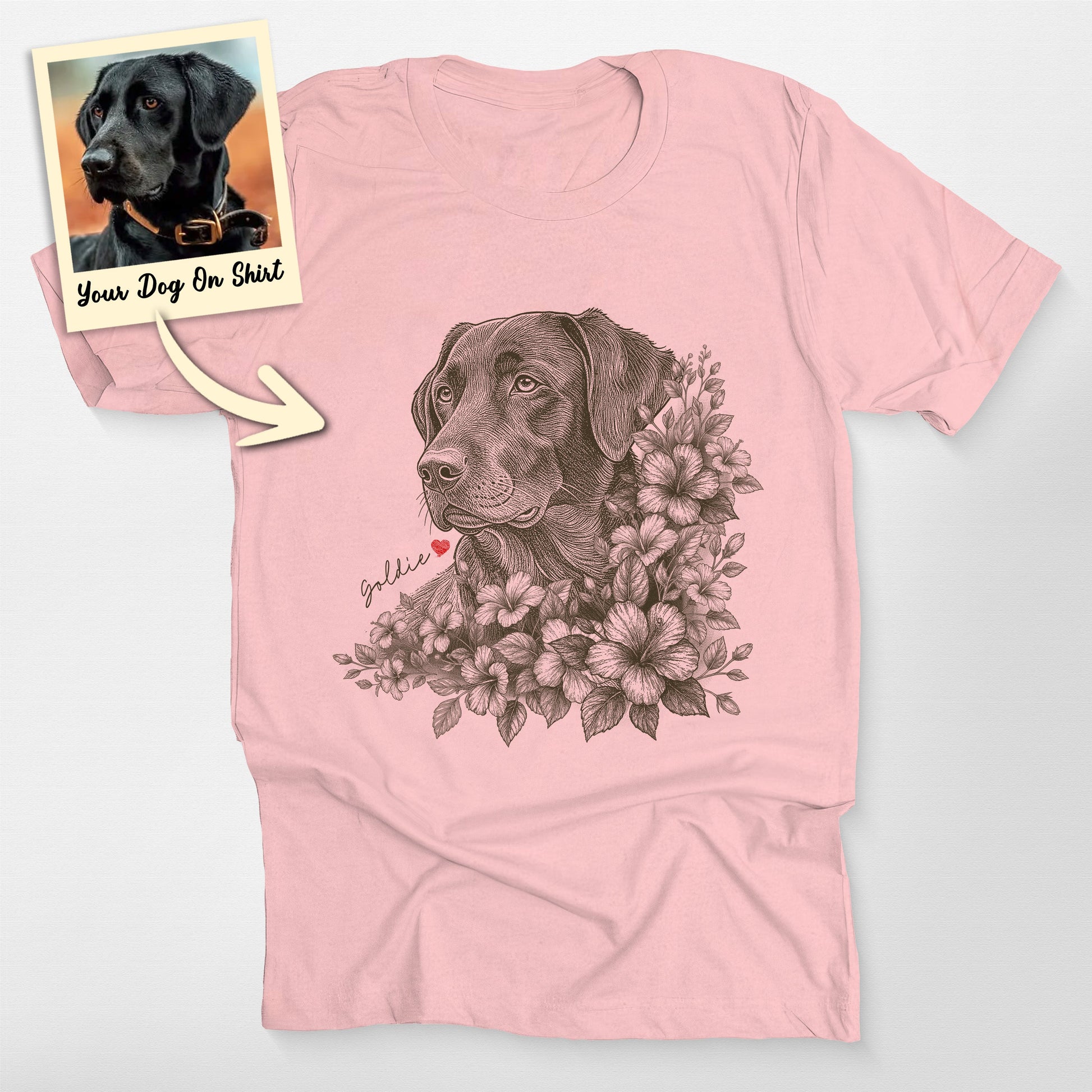 Personalized Lab Dog Shirt Flower Bella Canvas, custom pet portrait gift for pet lovers (view 5)