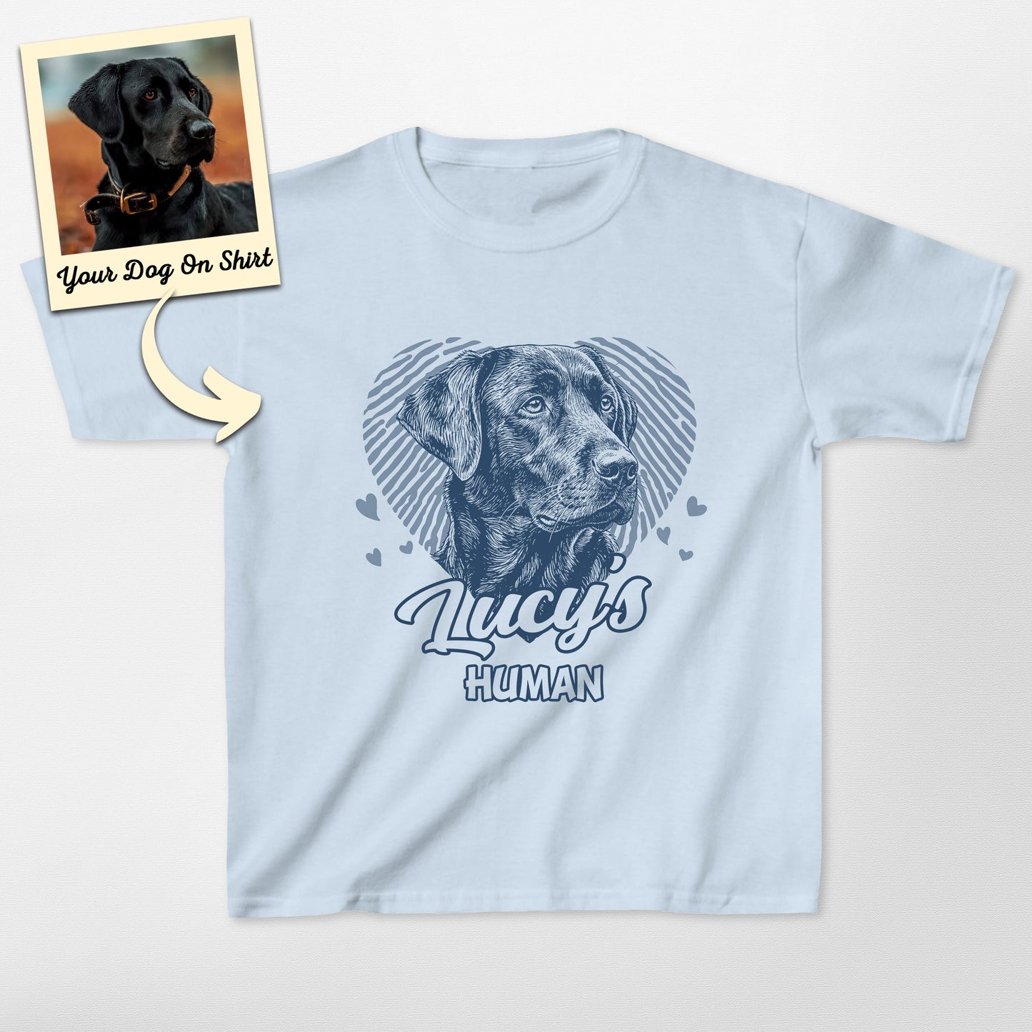Personalized Labrador Love Dogface Kid Shirt, custom pet portrait gift for pet lovers (view 2)