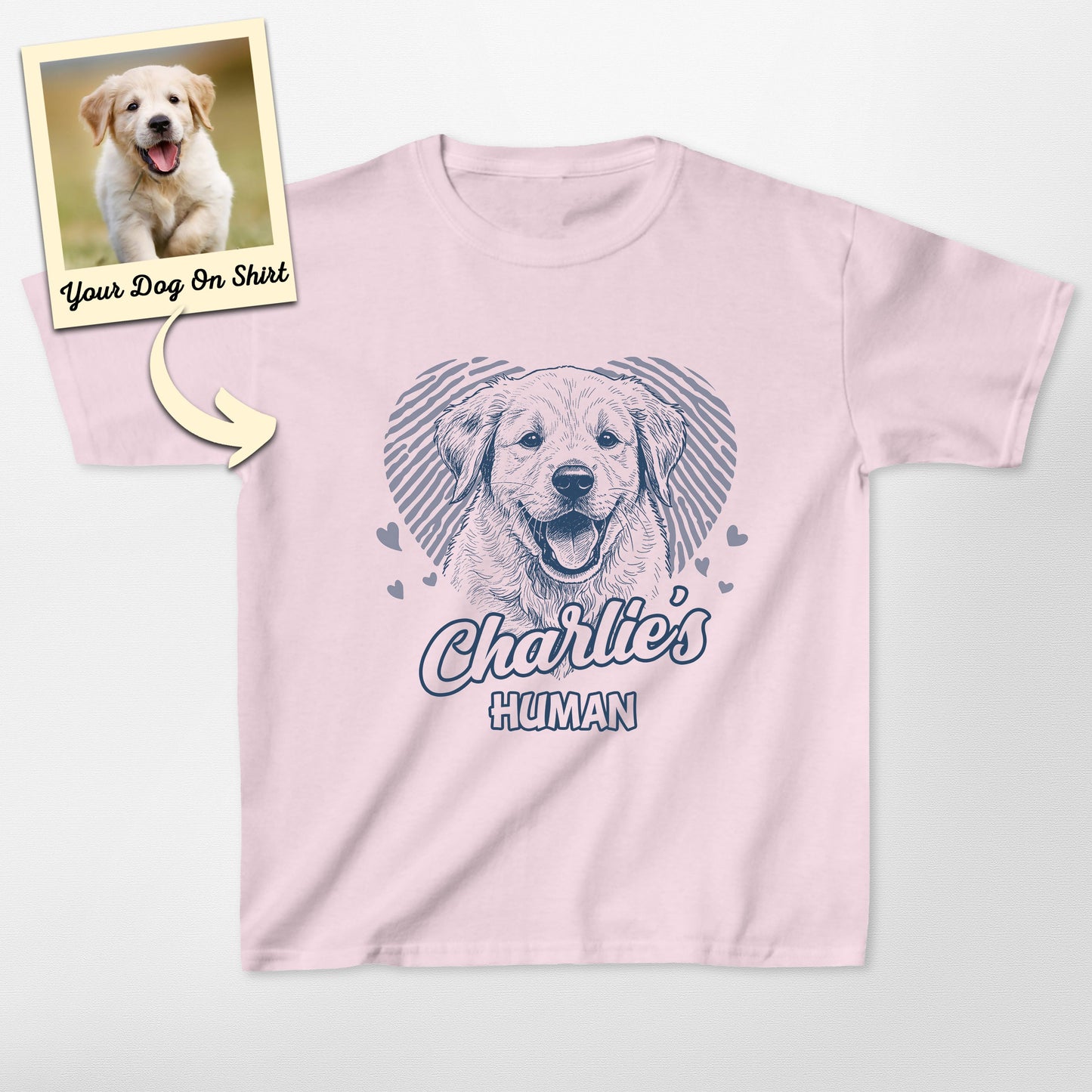 Personalized Labrador Love Dogface Kid Shirt, custom pet portrait gift for pet lovers (view 3)