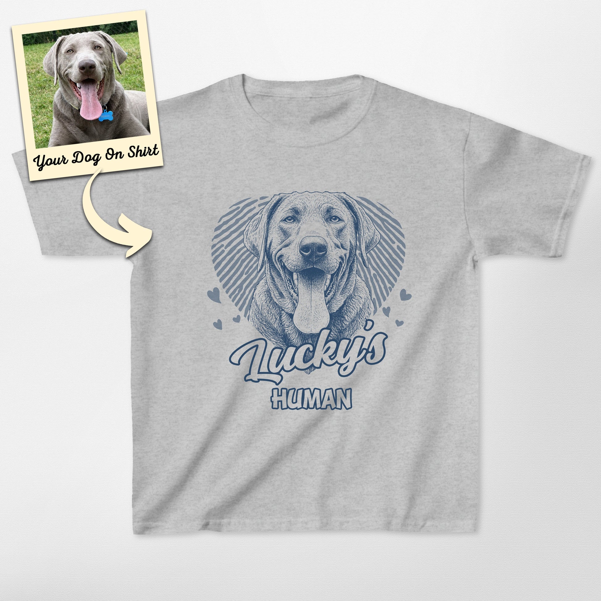 Personalized Labrador Love Dogface Kid Shirt, custom pet portrait gift for pet lovers (view 4)