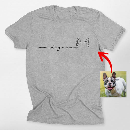 Personalized Outline Dog Ears Unisex T-Shirt for D, custom pet portrait gift for pet lovers