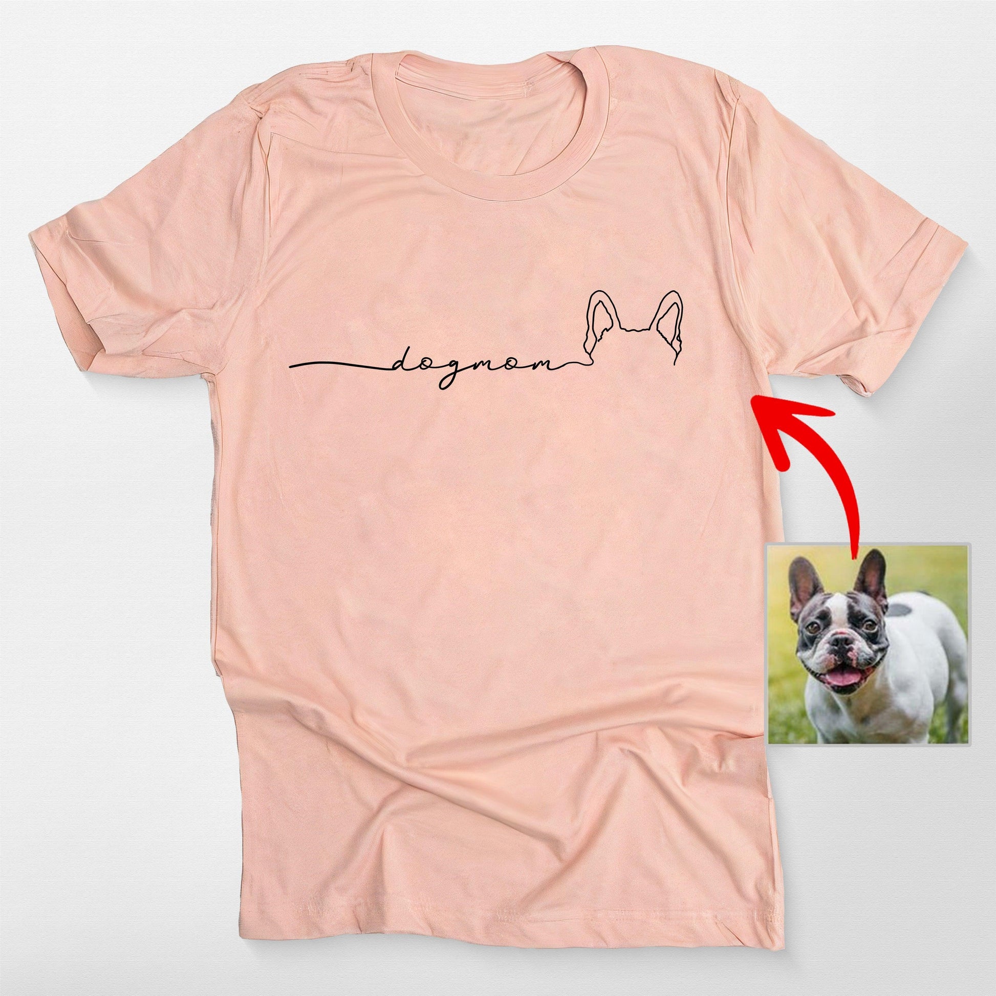 Personalized Outline Dog Ears Unisex T-Shirt for D, custom pet portrait gift for pet lovers (view 3)