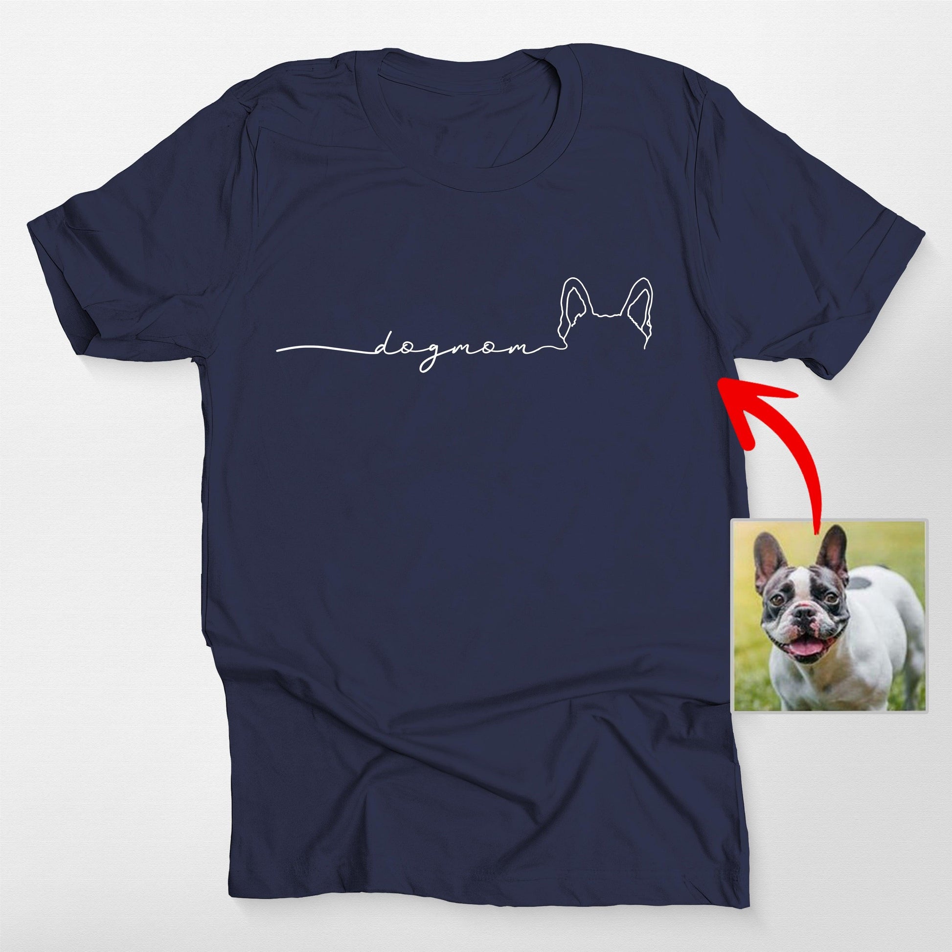 Personalized Outline Dog Ears Unisex T-Shirt for D, custom pet portrait gift for pet lovers (view 4)