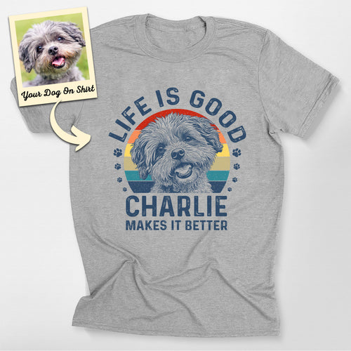 Personalized Poodle Shirt Life is Good Bella Canva