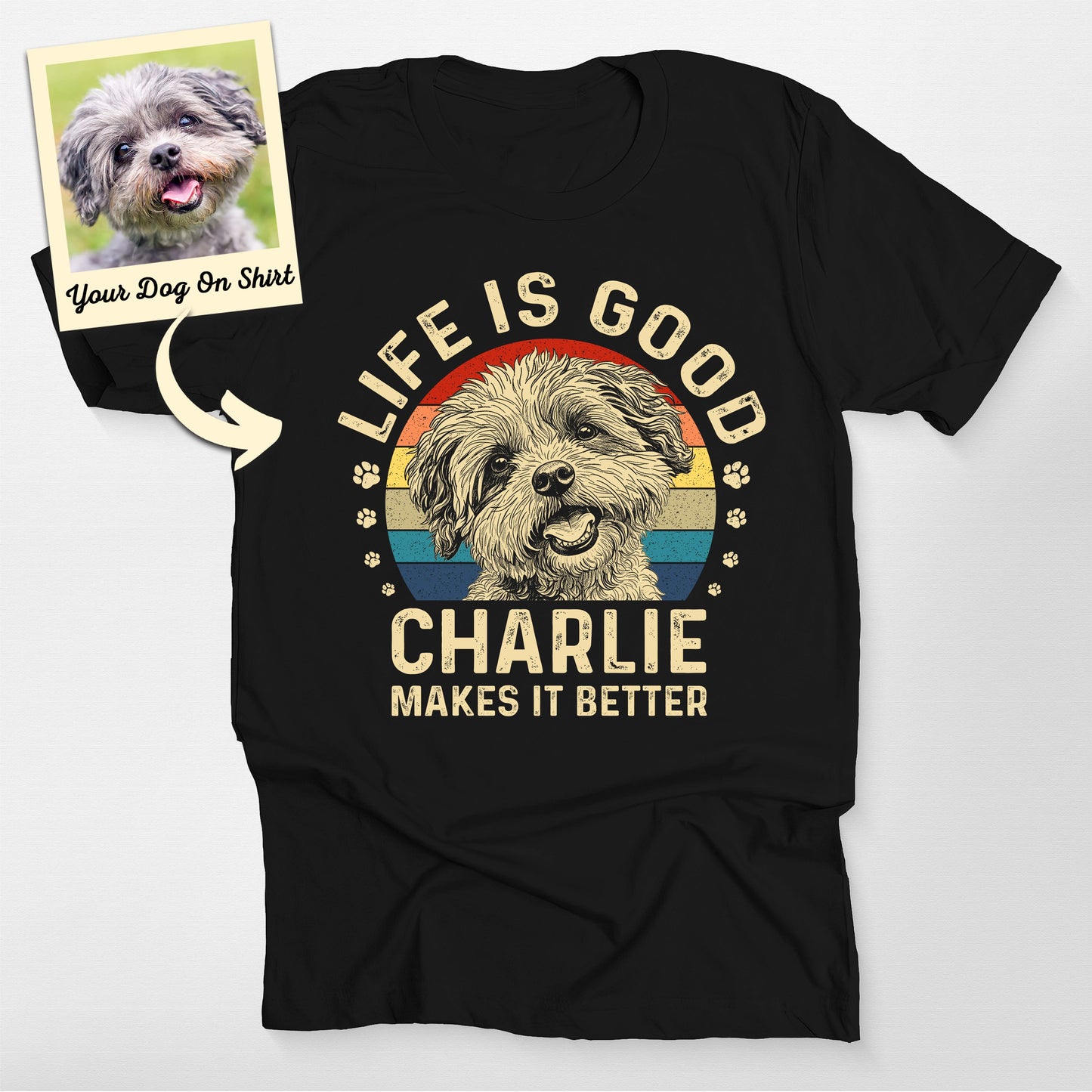 Personalized Poodle Shirt Life is Good Bella Canva (view 2)