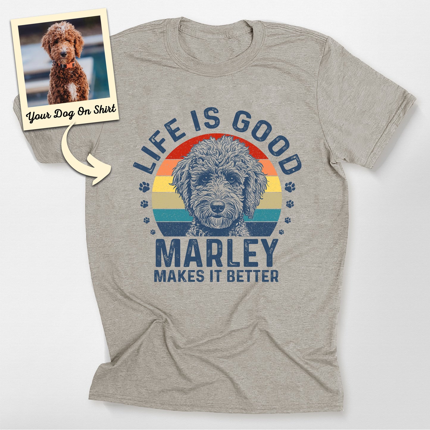 Personalized Poodle Shirt Life is Good Bella Canva (view 3)