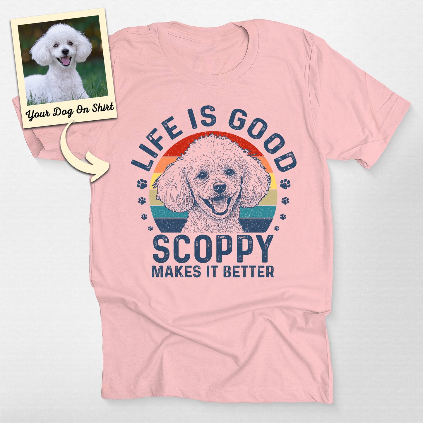 Personalized Poodle Shirt Life is Good Bella Canva (view 6)