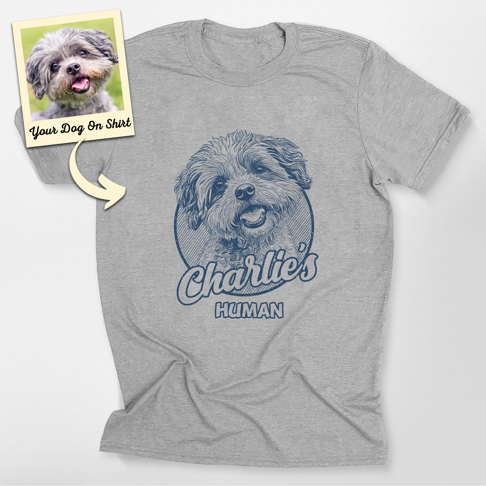 Personalized Poodle T-Shirt Sketch Portrait Bella
