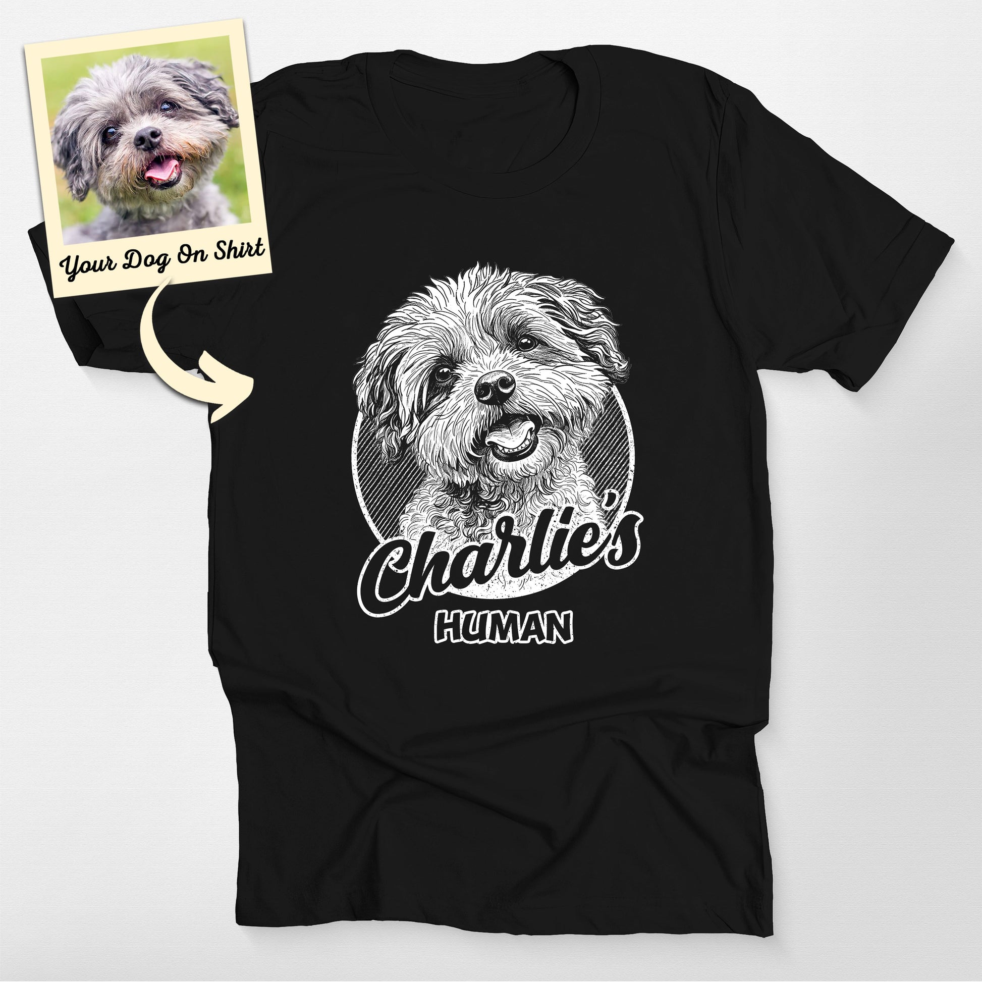 Personalized Poodle T-Shirt Sketch Portrait Bella (view 2)