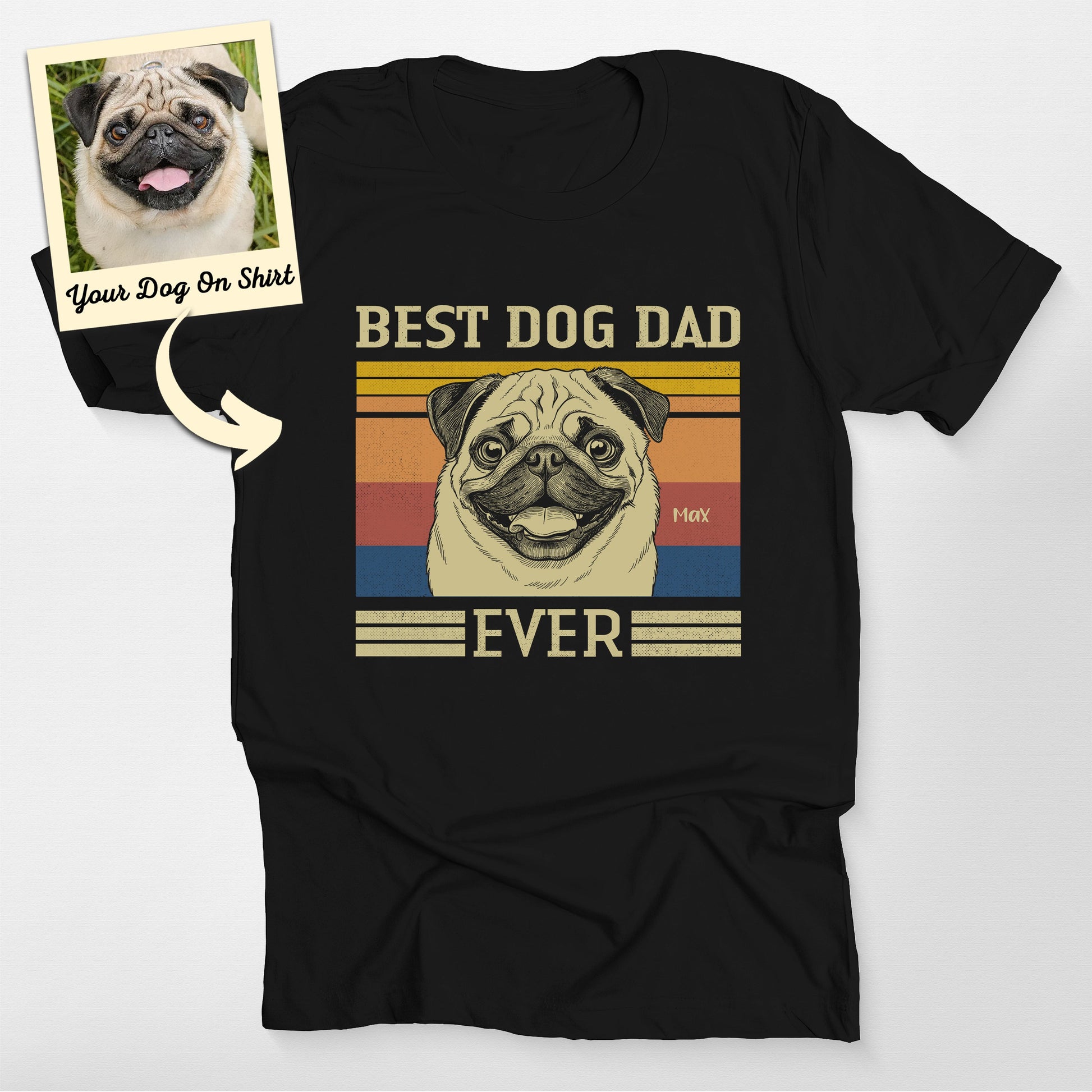 Personalized Pug Best Pug Dad Ever T-Shirt (view 2)