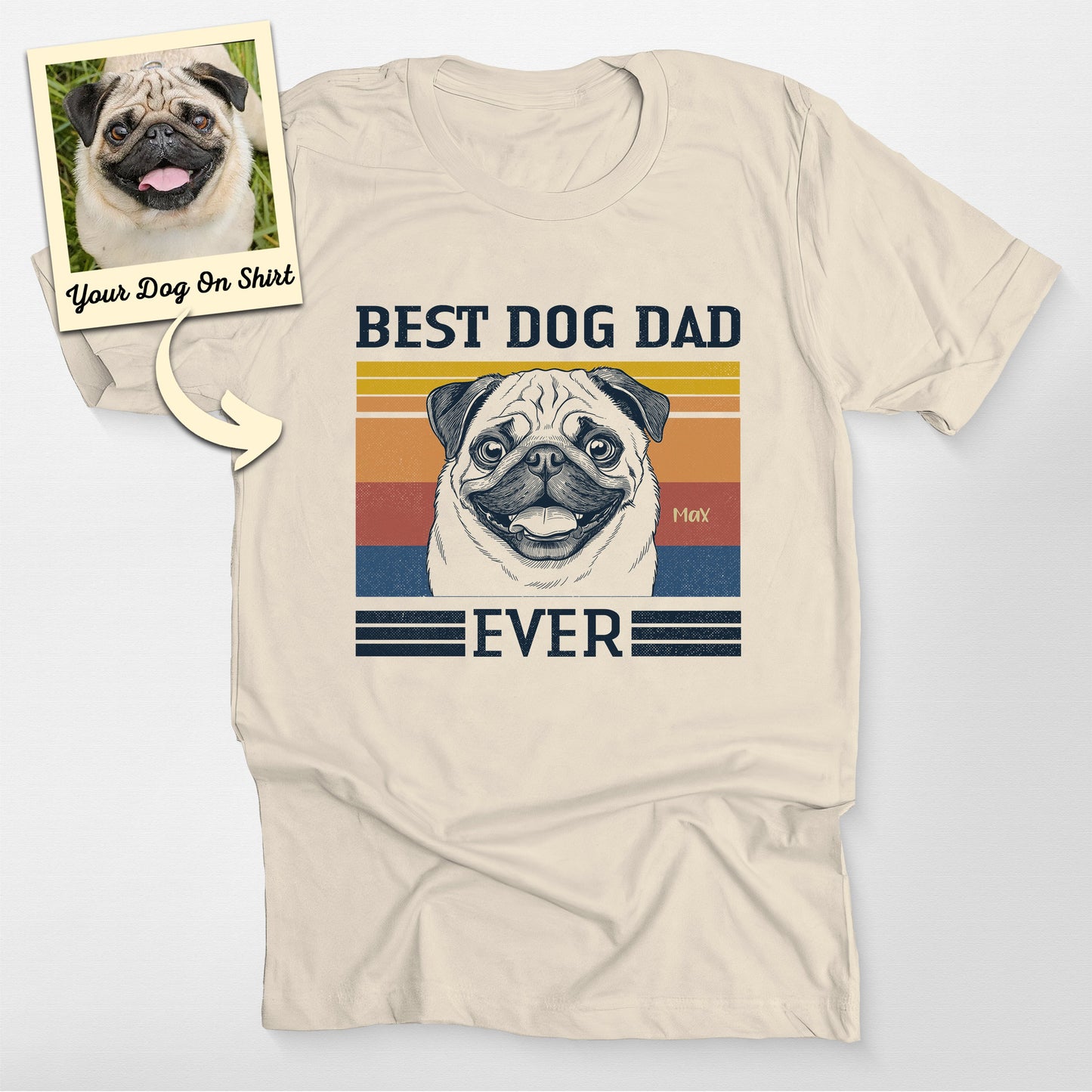 Personalized Pug Best Pug Dad Ever T-Shirt (view 4)