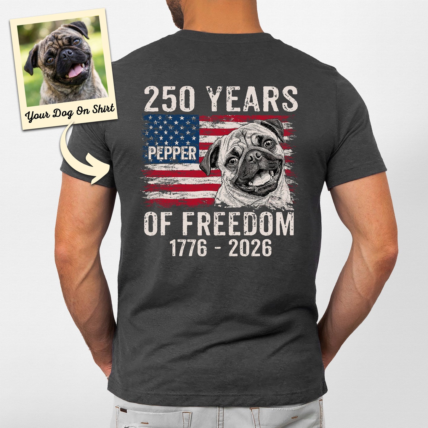 Personalized Pug Dog America 250 Years of Freedom, custom pet portrait gift for pet lovers (view 5)
