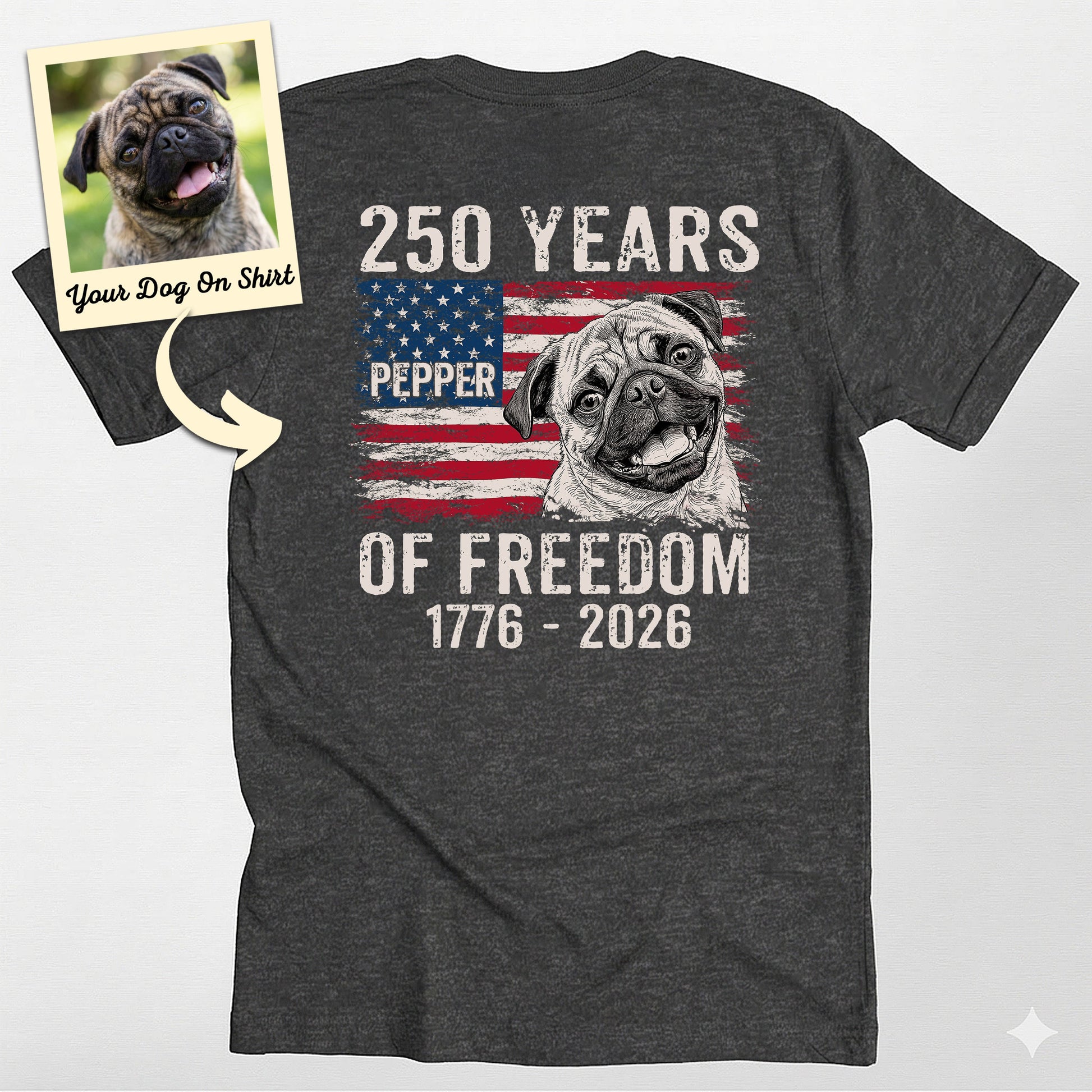 Personalized Pug Dog America 250 Years of Freedom, custom pet portrait gift for pet lovers (view 3)